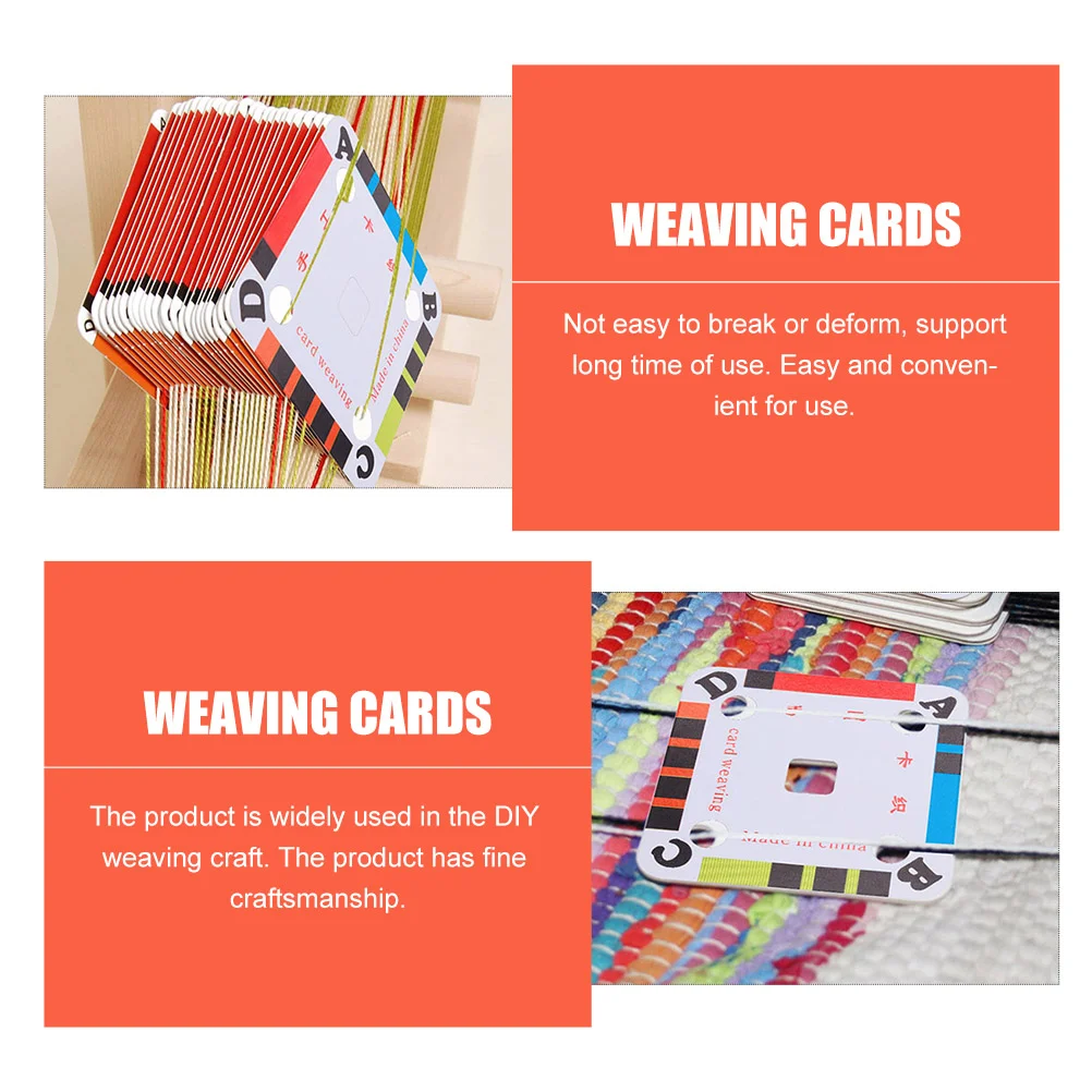 50 Pcs Cards Hand-knit Shuttle Piece DIY Tablet Hand-made Weaving Supplies Toy Knitting 5X5CM Four Hole Square Paper Loom