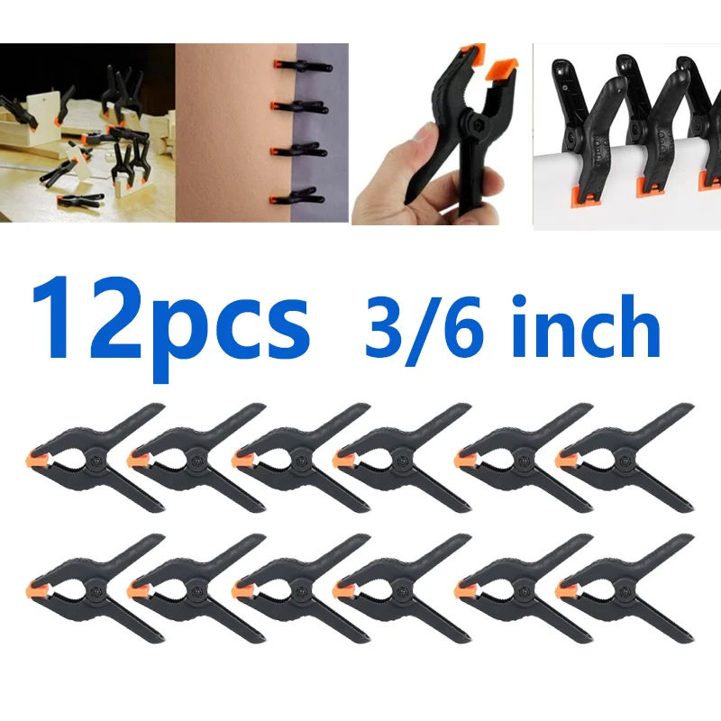 

12 шт. 3/6 дюймов пружинный зажим нейлон для фона DIY бумага кабель холст бумага хромакей зажим для экрана фотостудия плотник инструмент