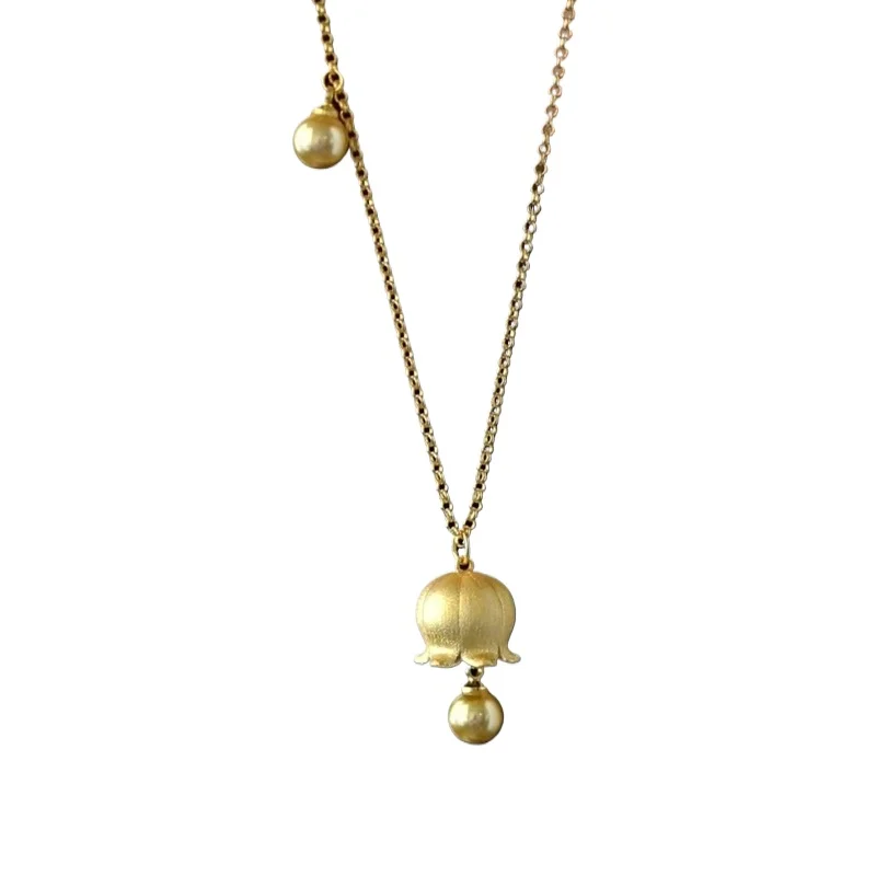 

Простое ожерелье в стиле ретро, новое китайское древнее французское шелковое жемчужное ожерелье с подвеской в виде лилии долины