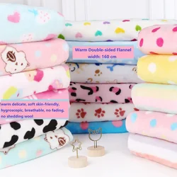 160cmX50cm Soft Warm Double-sided Flannel Fabric Coral Fleece Pajamas Blankets Baby Plush DIY Apparel Sewing Fabric Thick 400g/m