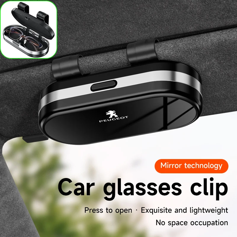 

Car Sun Visor Organizer Glasses Ticket Card Box For Peugeot 406 407 307 206 301 408 5008 4008 208 3008 308 2008 207 508 607 106