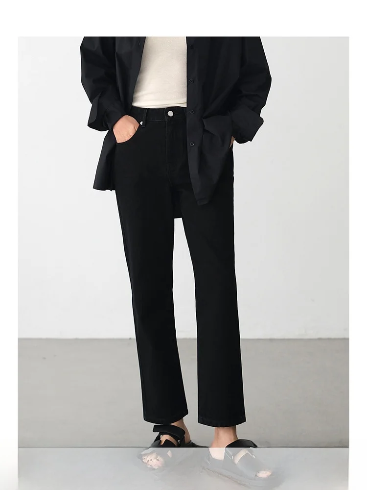 

Классические прямые джинсы Bla, женские джинсовые брюки, винтажные весенне-осенние длинные брюки на молнии с талией, однотонные