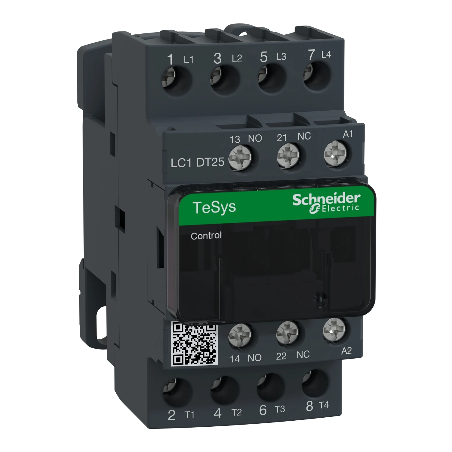 LC1DT25E7C LC1DT25E7 Contactor, TeSys Deca, 4P(4 NO), AC-1, 0 to 440V, 25A, 48VAC 50/60Hz coil