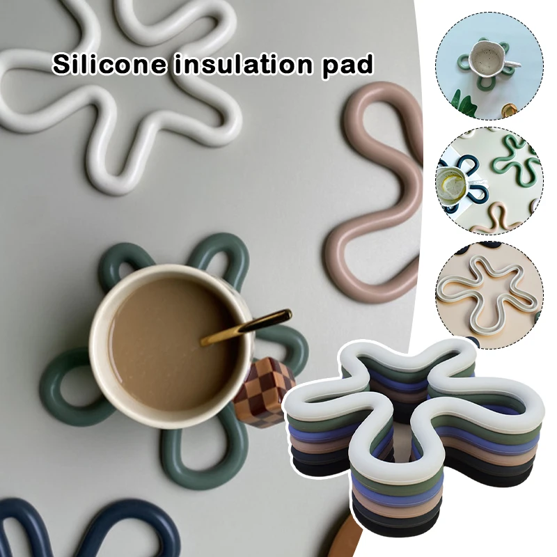 

2 Pcs Nordic Style Silicone Coasters Insulation Pad Heat Resistant Mat Placemats Coffee Tea Drink Coaster Kitchen Insulated Pad