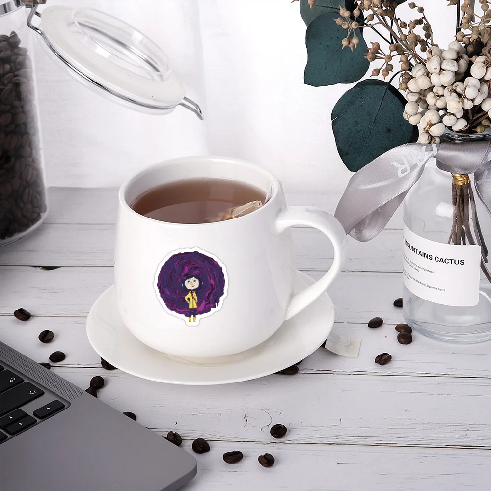 60 szt. Naklejek z filmu horroru Coraline i Tajemnicze Drzwi, naklejki na telefon, album, walizkę, kreskówkowe naklejki graffiti, naklejki na artykuły papiernicze