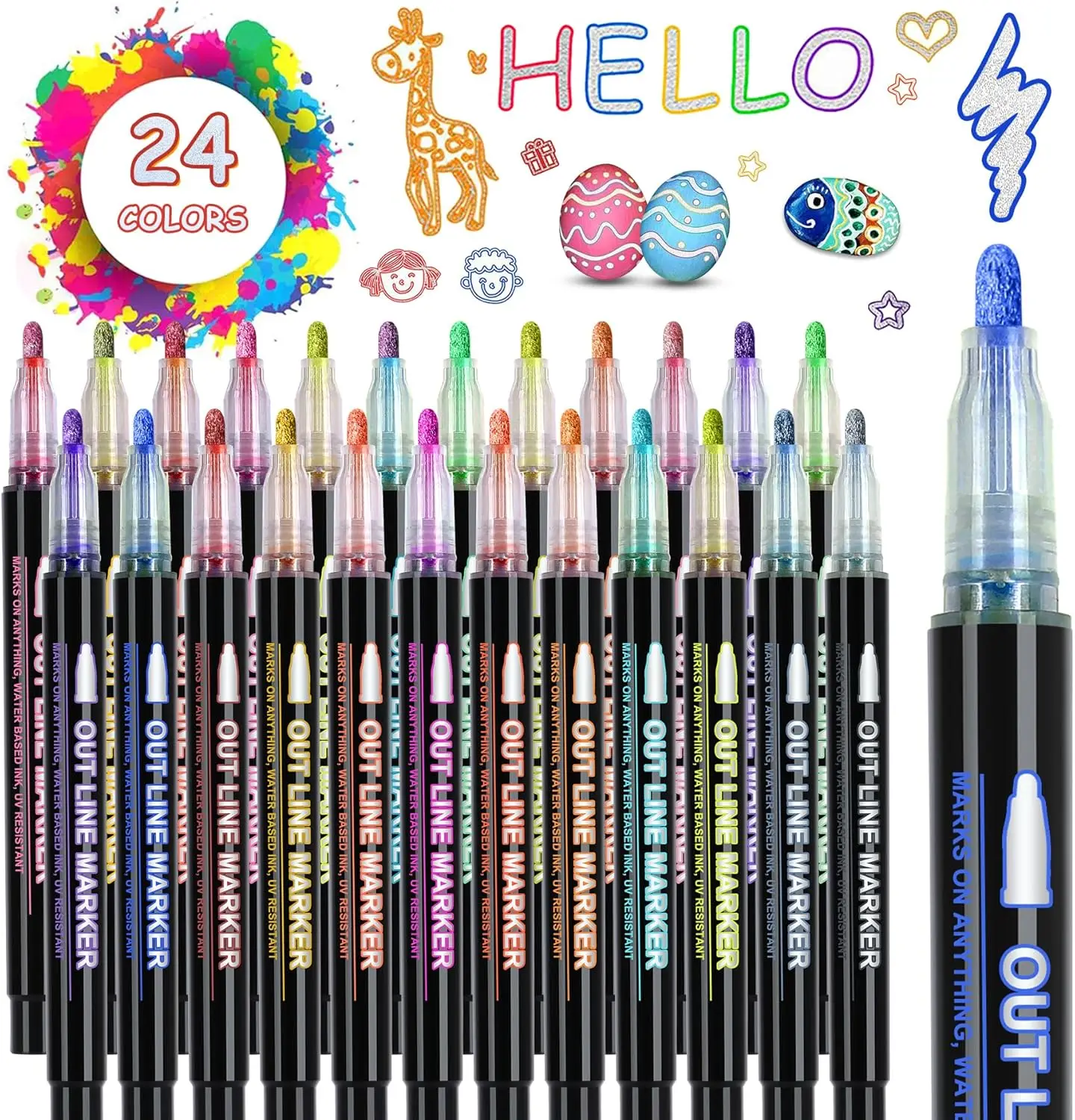 

12.08.24.36.48 Цветов Контурная ручка Двухлинейные контурные ручки Флэш-ручка мечты Металлический цветной маркер Справочник своими руками Флуоресцентные маркеры