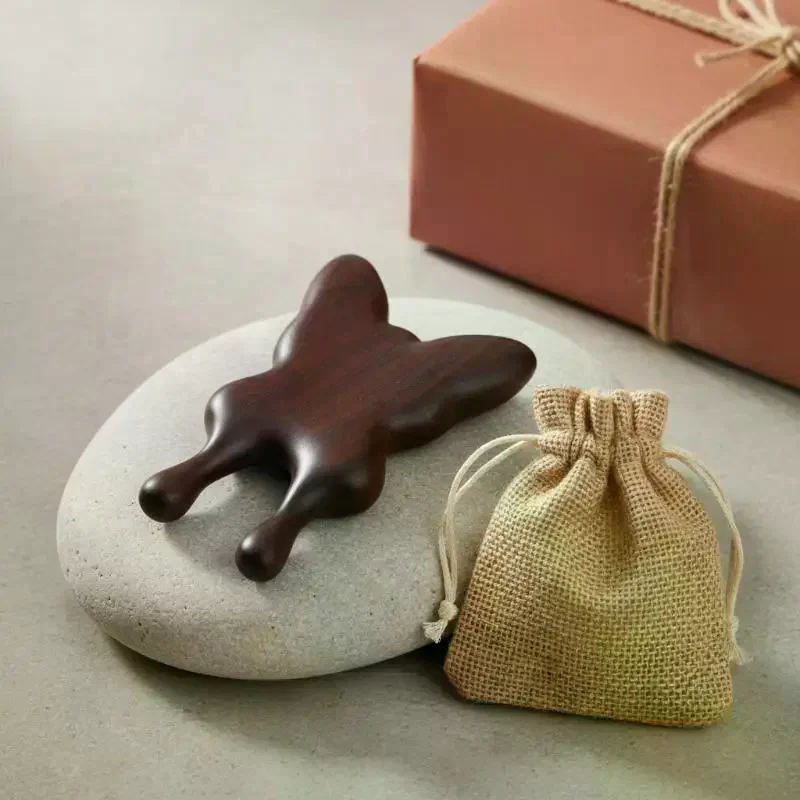 Natural Sandalwood Butterfly Gua Sha Tool for Face Eyes Nose Manual Wood Facial Meridians Massage Massager