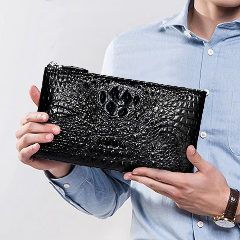 yuanyu New  Crocodile skin  Handbag  male  Import  Crocodile men clutch bag  Large capacity  wallet  long  male  Hand bag