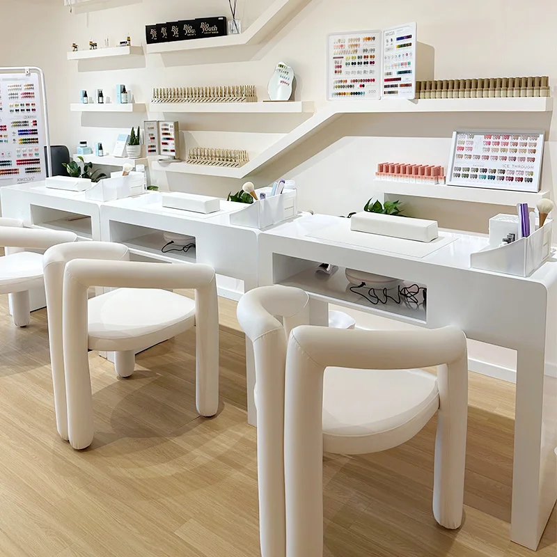 Painted manicure table Single double triple manicure workbench Solid wood groove with vacuum cleaner Internet celebrity console