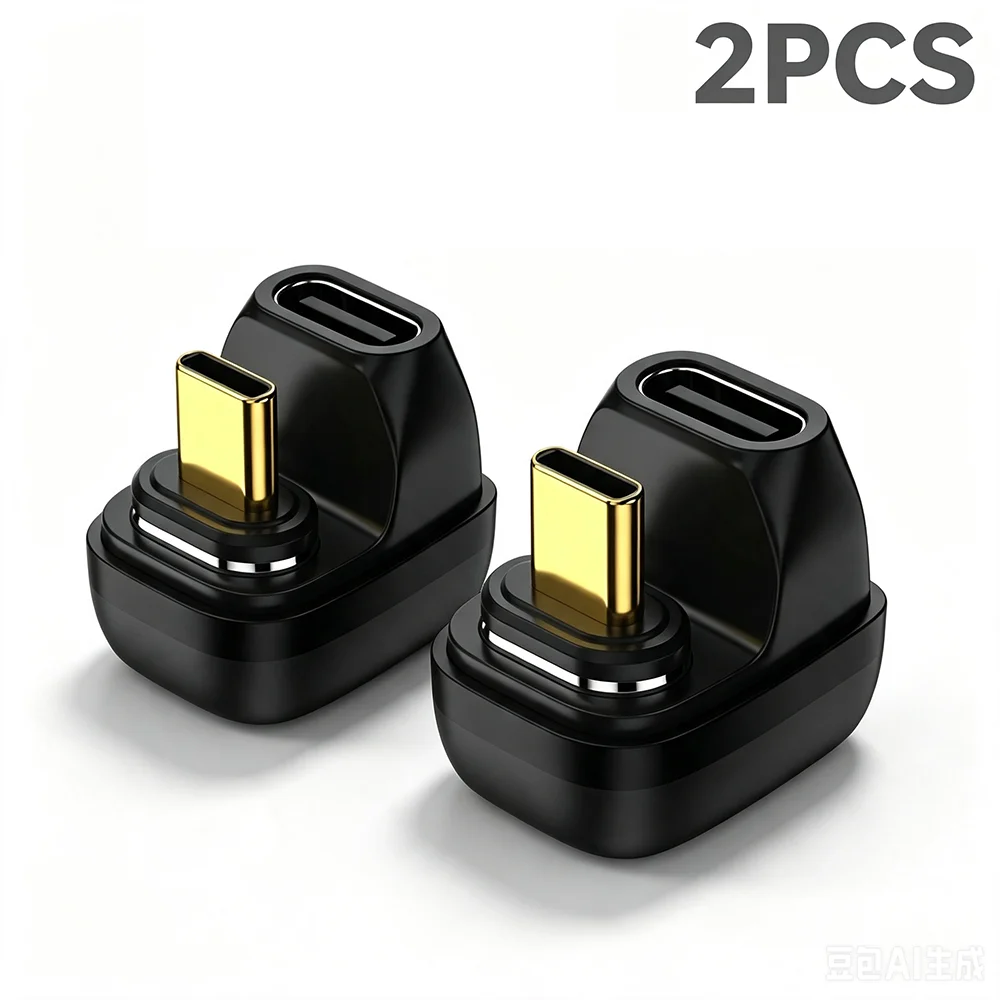 NNBILI 2 Stück USB4.0 40 Gbit/s Adapter 90 Grad rechtwinklig USB Typ C Stecker auf Buchse Adapter 100 W schnelles Laden für Laptops MacBook