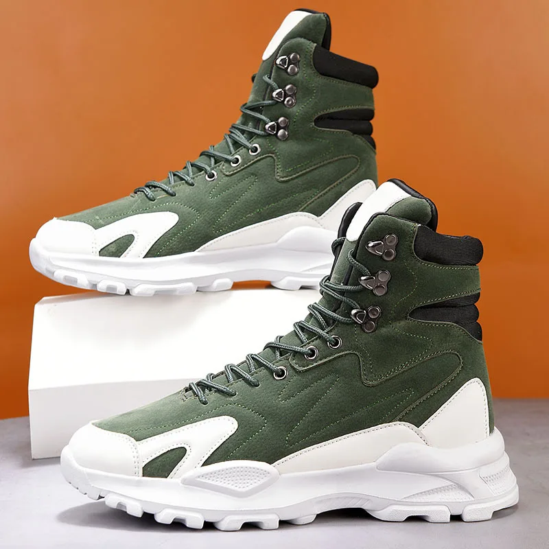 

Autumn Fashionable Men's Dad Shoes Comfortable Men's Casual Shoes, High Top Height Increasing Sports Anti Slip Shoes Short Boots