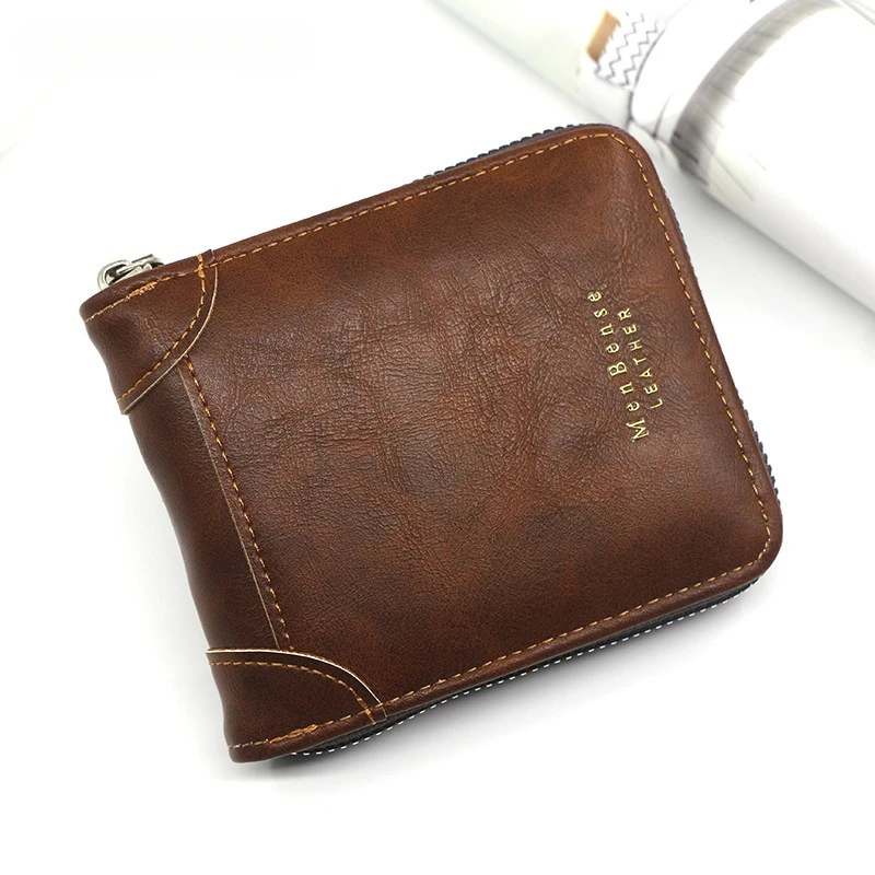 

New Men's Short Wallet Casual Fashion Large Capacity Multi-Card Position Retro Men's Zipper Wallet