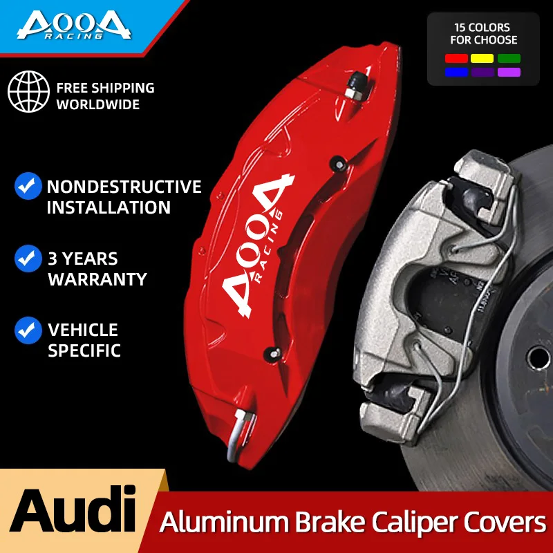 A Pair 2 pcs Aluminum Alloy Brake Disc Caliper Cover For AudiA3, A4, A5,A6,A7,TT,Q5,Q7