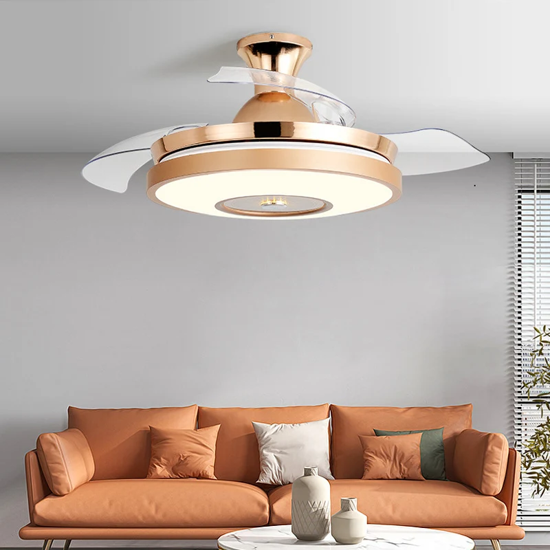 Low floor invisible fan lamp for home integrated chandelier living room dining room bedroom Nordic fan lights