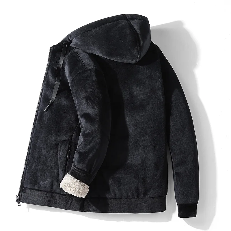 

High Quality Male Warm Cashmere Hoodies Men Sportswear Male Sweatshirt Fleece Men's Jacket Winter Lamb Fleece Hoody Mens Jackets