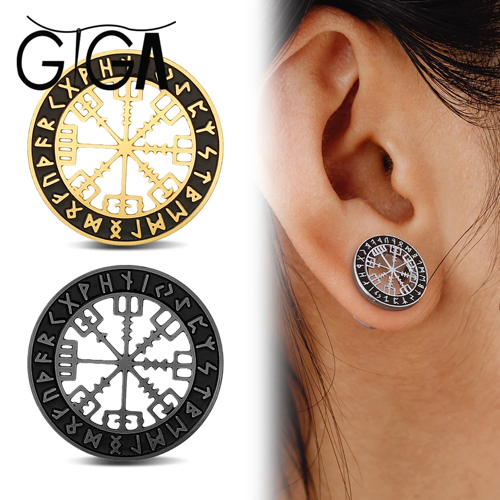 

Giga 2PCS Cool Ear Plugs Expander Gauges Earrings for Women Mens Stainless Steel Tunnels Body Piercing Halloween Gift Jewelry