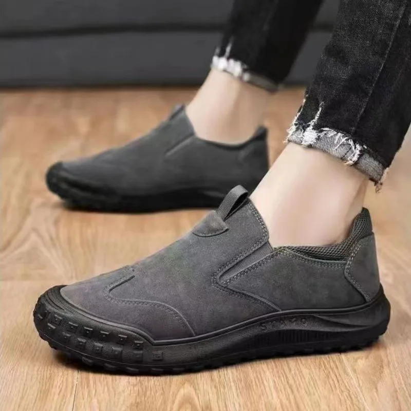 Men's Slip-On Work Shoes Spring Breathable Anti-Odor Construction Site Labor Protection Sports Dad Flat Heel Comfortable Shoes