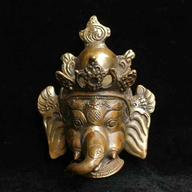 Chinese Tibet Buddhism Copper Brass Ganapati Ganesh Lord Ganesha Sculpture