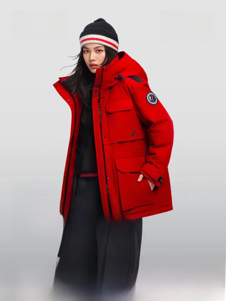 

Куртка Bosideng Red Down Jaet женская, для активного отдыха, ультратеплая, 90% гусиный пух, ветрозащитная, приталенная, зимняя, новая модель