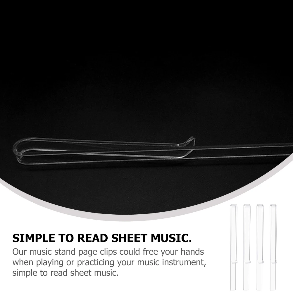 

2 Pairs Acrylic Sheet Clips Clear Music Page Holders For Guitar Stand Windproof Transparent Music Book Holder Lightweight