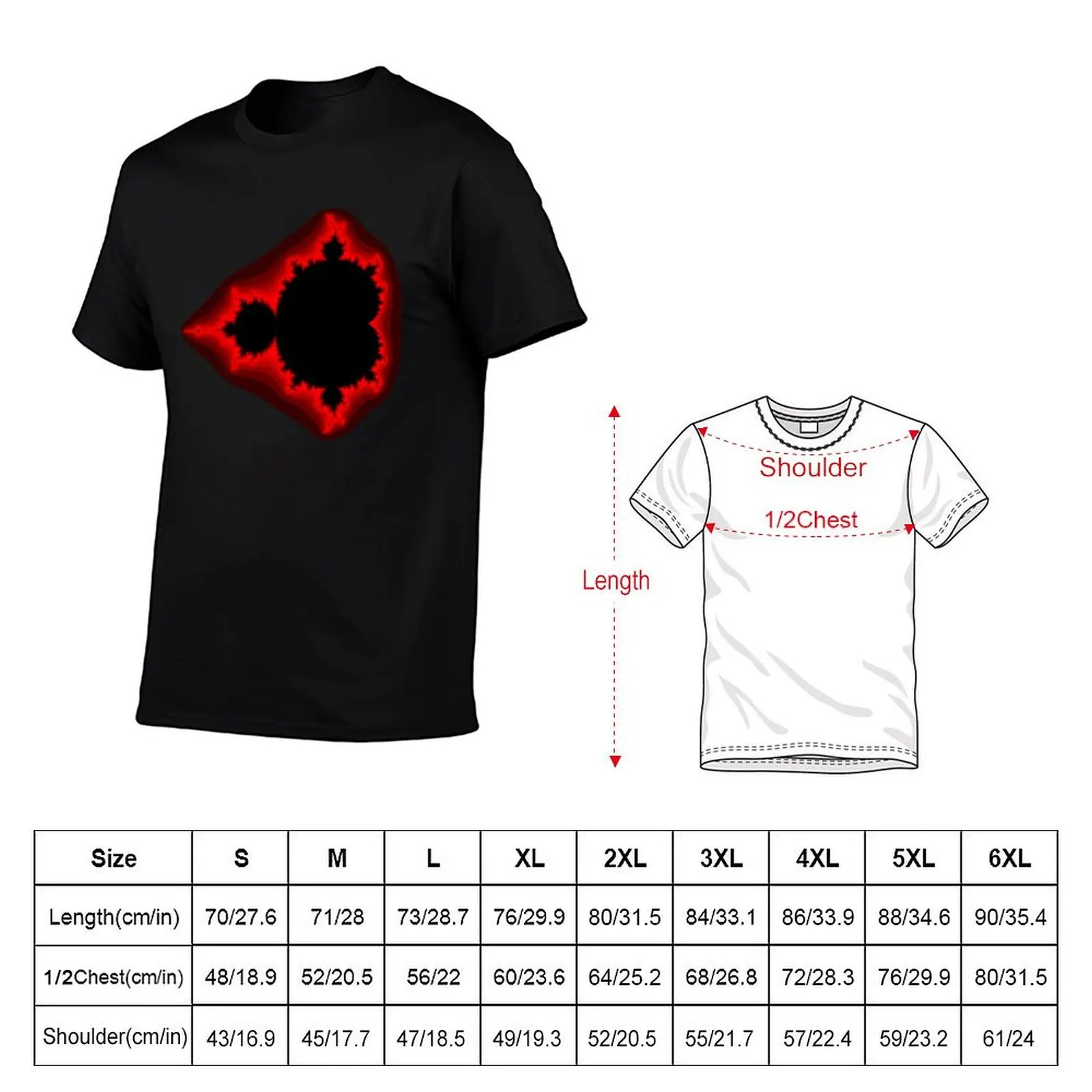 Red Black Mandelbrot T-Shirt Basic Short Sleeve Cotton Blend T-Shirt