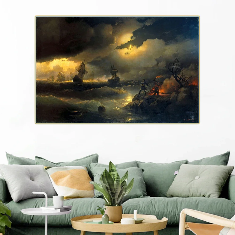 Citon Ivan Aivazovsky《Peter the great in red hill》Canvas Art Oil Painting Art Poster Picture Wall Decor Home Interior Decoration