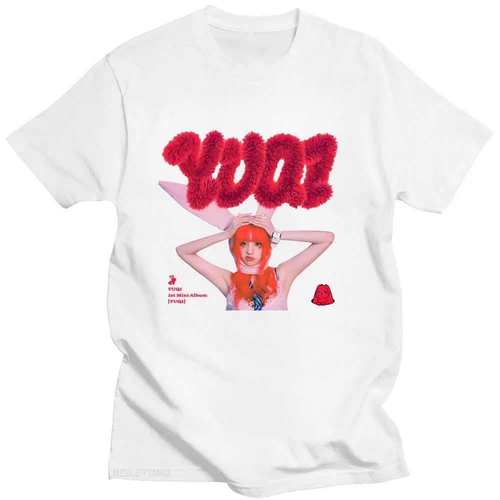 

YUQI 1st Mini Album YUQI1 T-shirt Short Sleeve Aesthetic Clothes Soft Korean Fashion Graphic Printing Tee-shirt Cotton Women Tee