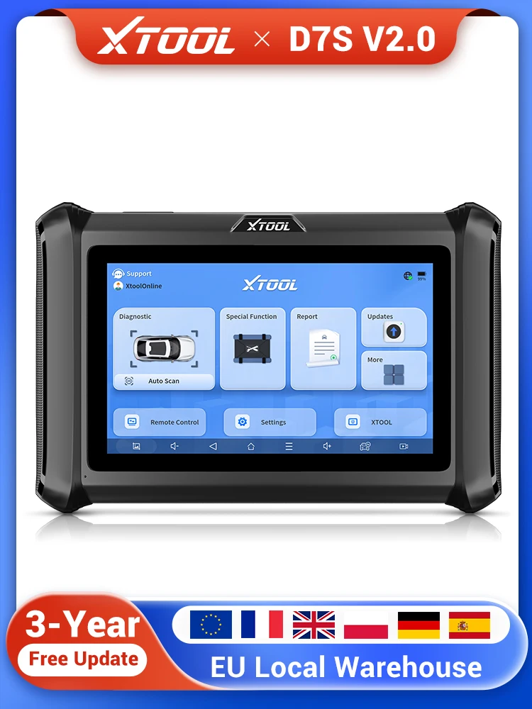 XTOOL D7S V2.0 OBD2-Scanner-Diagnosegerät 2026 Bidirektionales Scan-Tool mit Steuergerätecodierung, über 39 Funktionen, Kfz-Scanner, FCA AutoAuth, CAN FD/DoIP