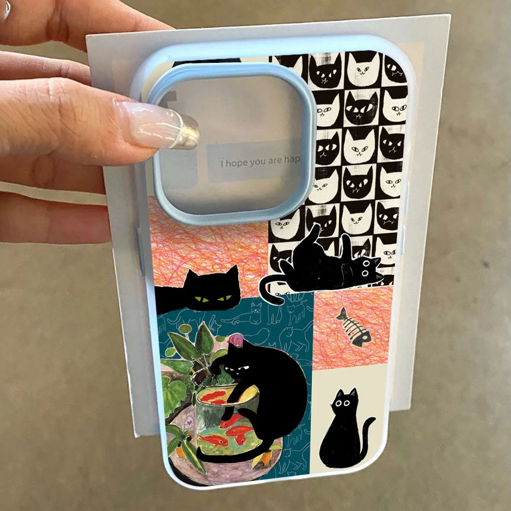 Für Samsung Galaxy A16 A15 A55 A35 A36 A56 S26 S25 S24 Ultra S23 S21 S22Plus Schwarze Katze Kunst-Kollage TPU Handyhülle Silikon-Cover – Detail 9