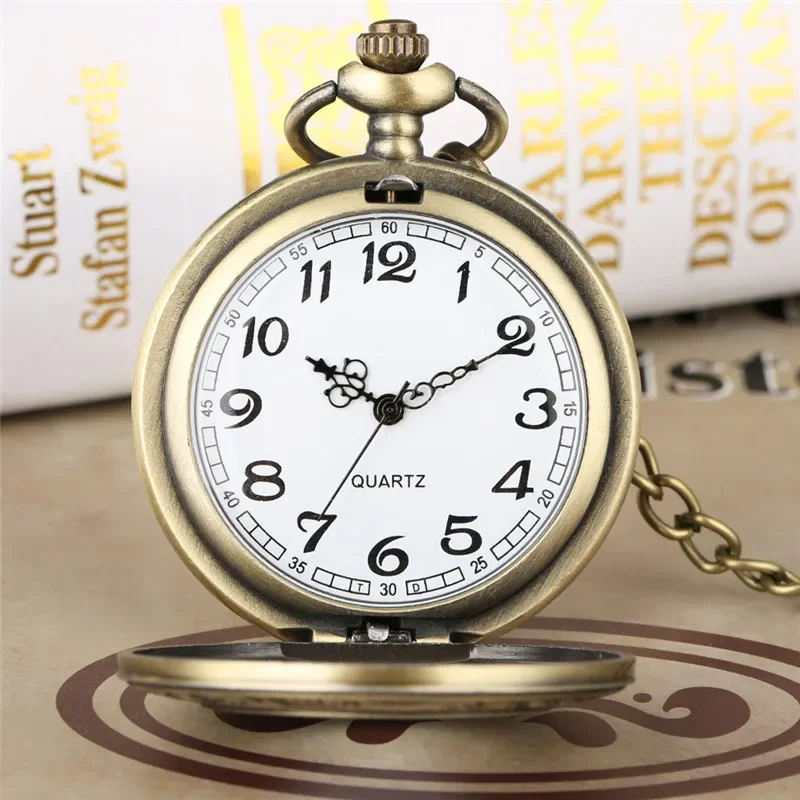 Vintage Hollow-out Roman Number Case Quartz Pocket Watch Antique Clock Necklace Pendant Chain Men Women Gifts Reloj De Bolsillo