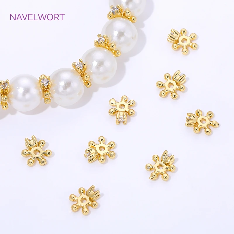 4mm Spacer Bead Caps 18K Gold Plated Snowflake Bead Cap For Bracelet Making,Caps For Beads,DIY Jewelry Making Accessories