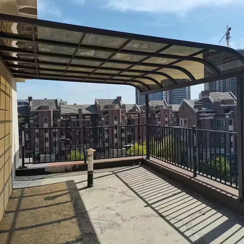 Polygonal Roof Aluminum Carport with Insulated Glass Freestanding Modern Canopy for Villa