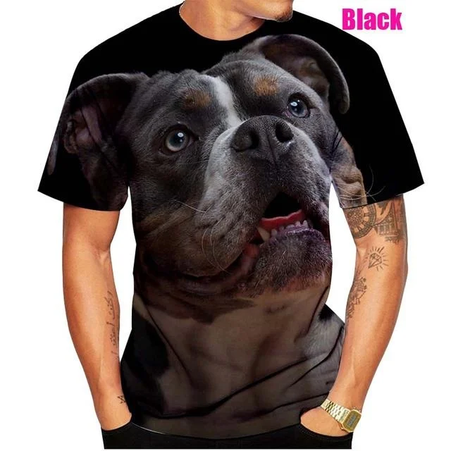 3D Printed T-shirt French Bulldog Men\'s T-shirt Summer Casual Short Sleeved Pet Dog Shirt Top