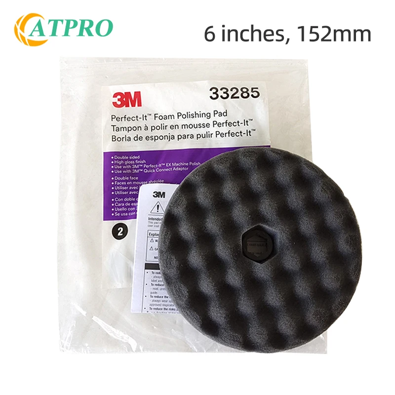 

3M33285 6 Inch Double Sided Wave Waxing Sponge Ball Black Fine Polished Car Finish Maintenance Throwing Disc 152MM Sponge Disc