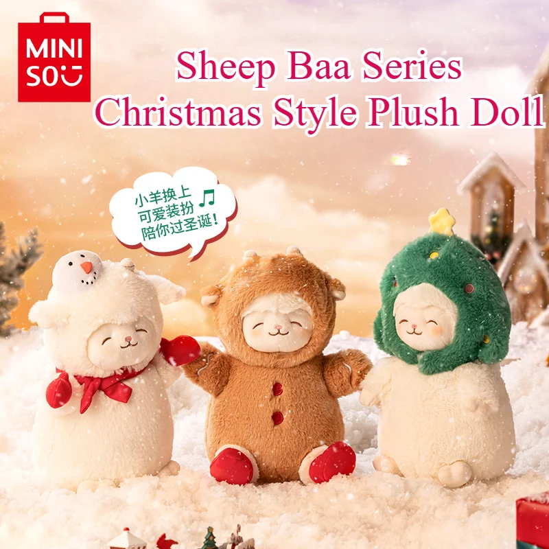 MINISO Sheep Baa Series Christmas Style Plush Doll Cute Lamb Children's Room Doll Sofa Ornament Pillow Plush Toy Christmas Gifts