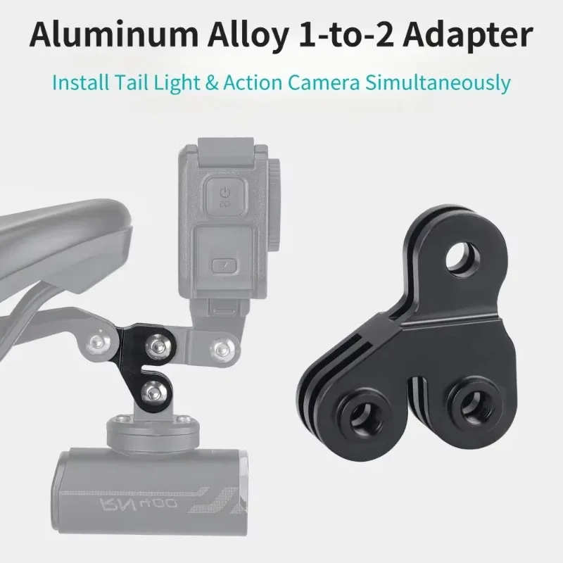 Bicycle Taillight 1-to-2 Adapter Bracket Extension Mount, GOPRO Action Camera Rear Expansion Conversion Base