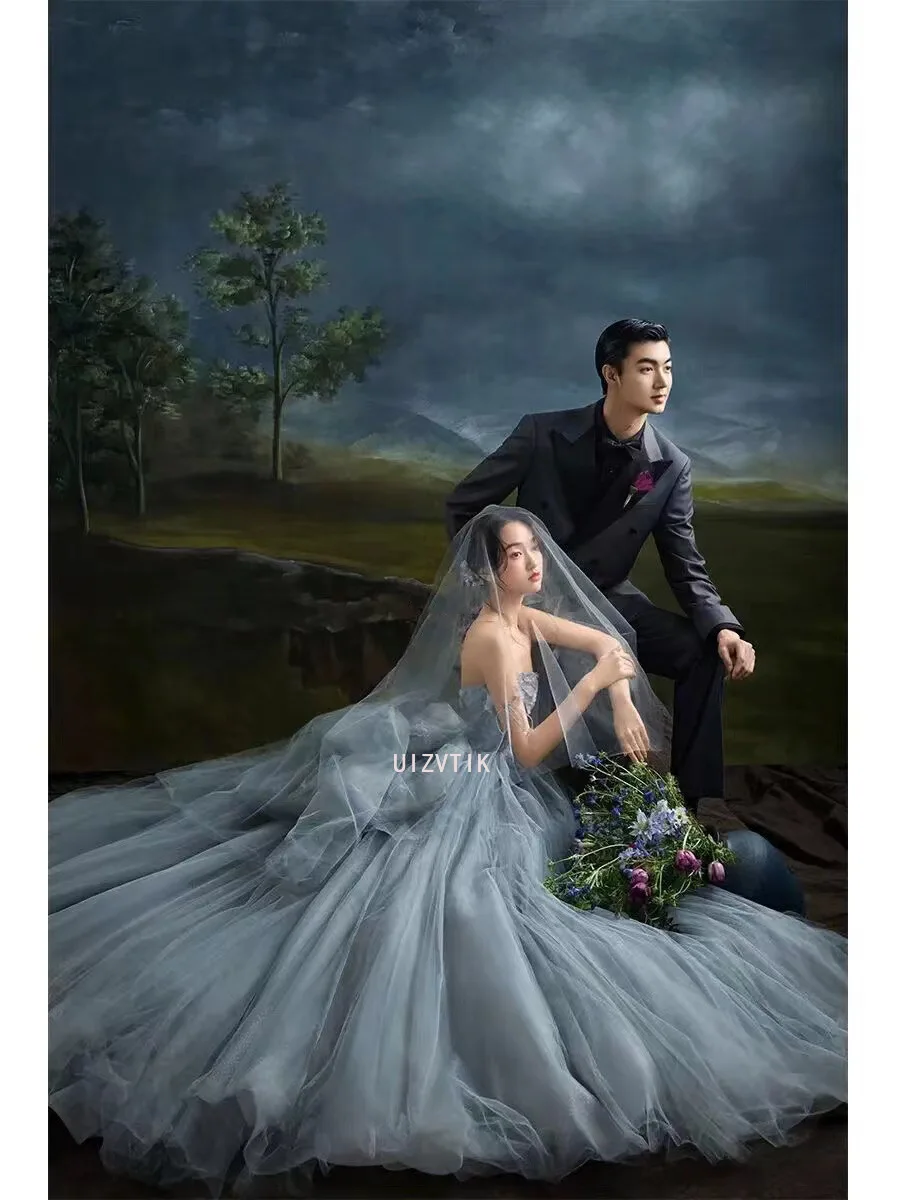 Leichtes Luxus-Hochzeitskleid für Damen, schulterfrei, sexy, trägerlos, elegante Spitze, Bankettkleid, Abendkleider für Frauen, Vestidos