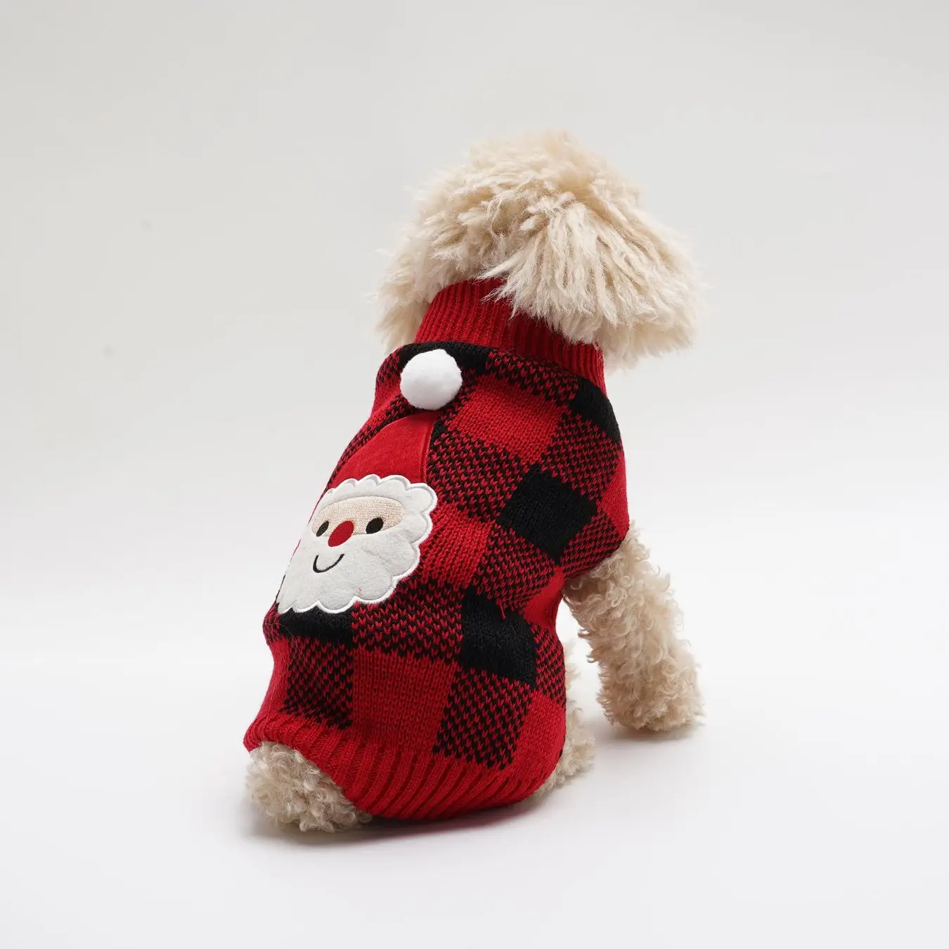 3Pack Knitted High-Elasticity Warm Comfortable Plaid Christmas Elements Pet Sweater with Ball - Snowman Reindeer Santa Claus Des