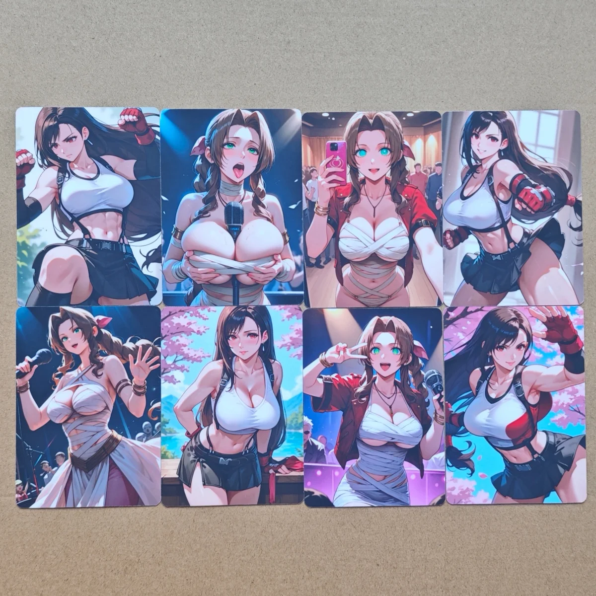 

Double side 8Pcs/set Sexy Card FF7 Tifa Aerith Jerusalem Game DIY Cards Beautiful Girls Animation Collection Card 18+