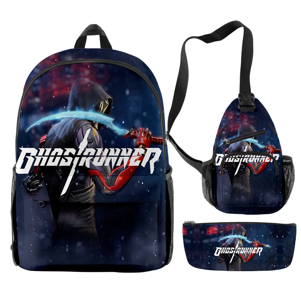 

Ghostrunner 2023 New Game Backpacks 3 Pieces Sets Zipper Daypack Unisex Traval Bag Student School Bag