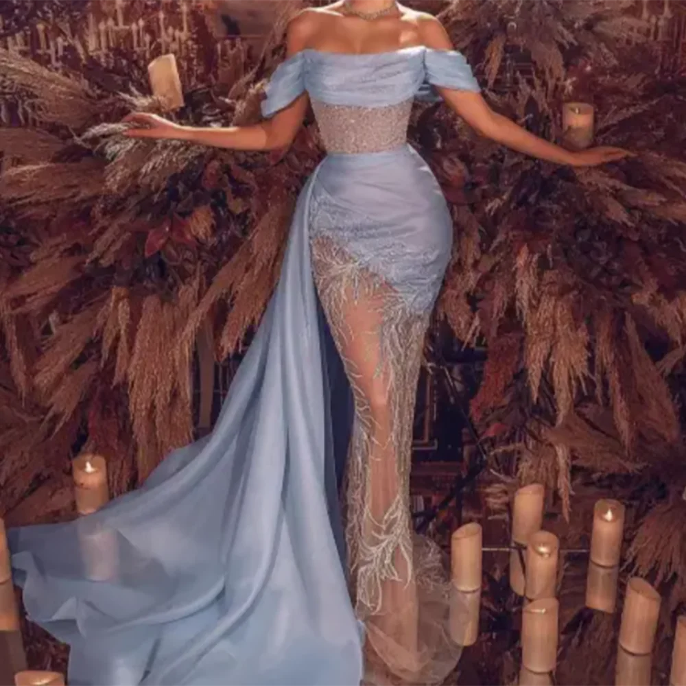 

Элегантные синие прямые вечерние платья без рукавов с открытыми плечами и рюшами, вечерние платья для дня рождения, выпускного вечера по индивидуальному заказу