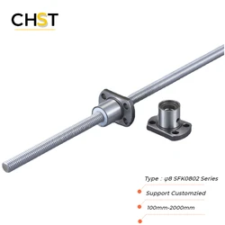 Ball Screw SFK0802 micro pitch diameter 8mm ballscrews nut customized 50mm 100 400 600 800 1000 mm for linear tiny cnc machine