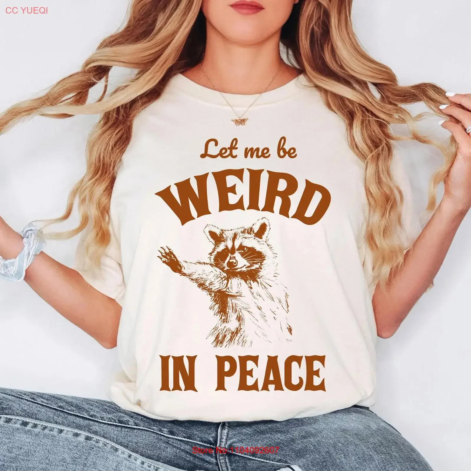Футболка «Let Me Be Weird in Peace» с забавным енотом, юмор для интровертов, винтажная, мягкая, дышащая, повседневная, с эффектом потертости
