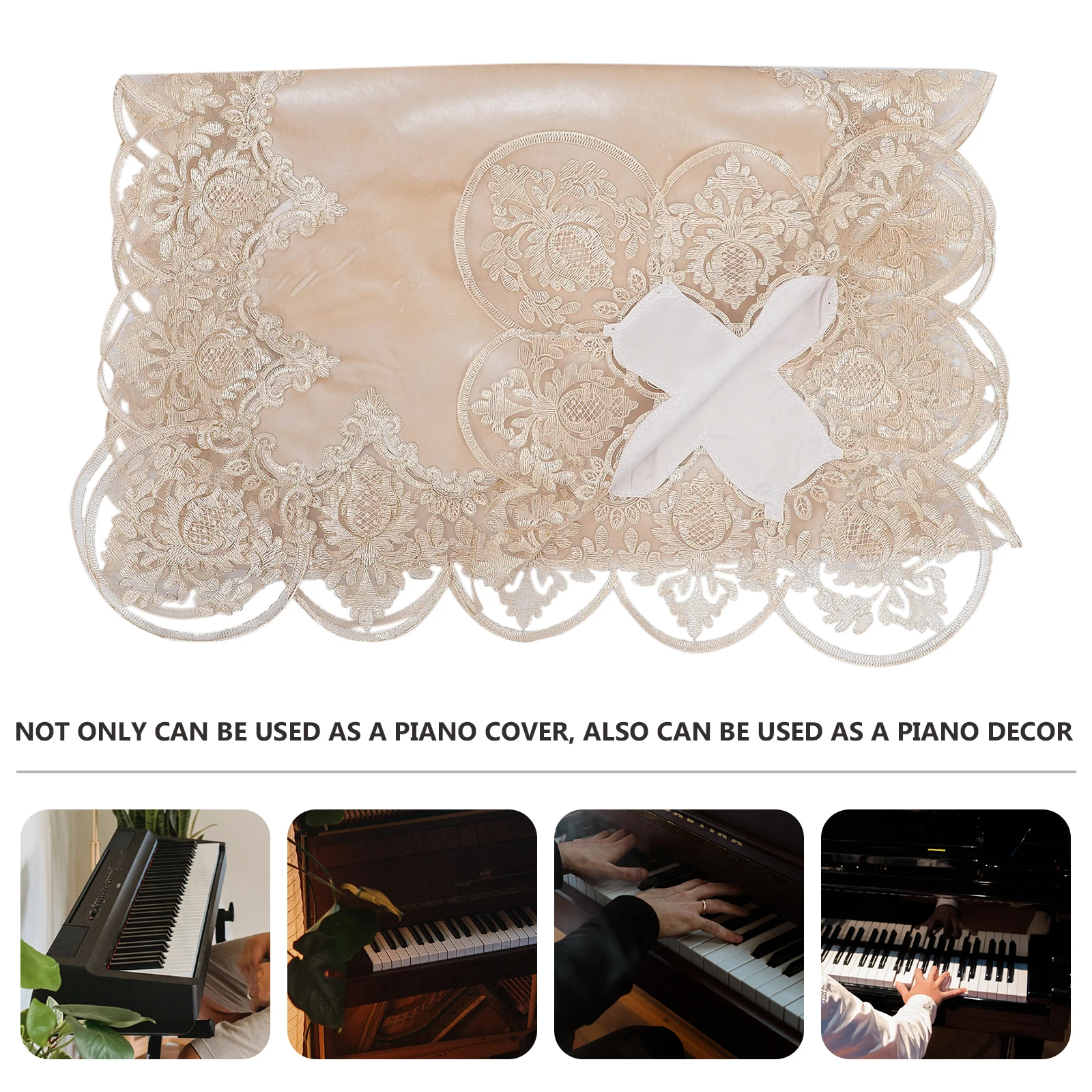 

1Pcs Piano Cover Embroidered Lace Half Cover Protective Decorative Cloth for Electronic and Acoustic Piano Accessories