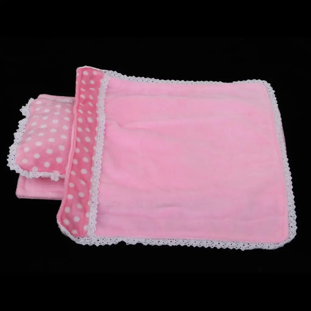 Cute 25cm Doll Bedding Set Dollhouse Linen Quilt Pillow Accessory for Mellchan Dolls Bedroom Play