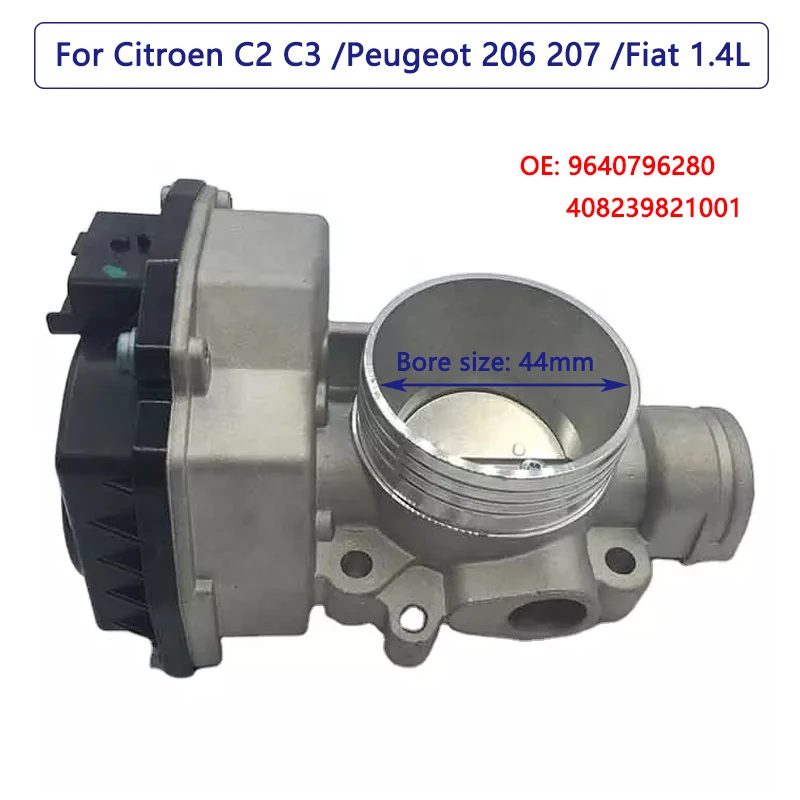 

44MM Throttle Body for Citroen C2 C3 Nemo Peugeot 1007 206 207 Bipper Fiat Florino Qubo 1.4 Throttle Valve 9640796280 1635R8