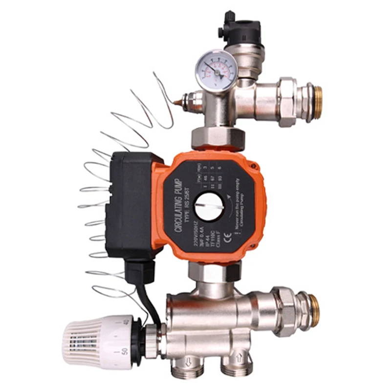 

Water Circulating Pumps Manifold Hot / Cold Mixing Valve For Radiant Floor Heating System Thermostatic Control