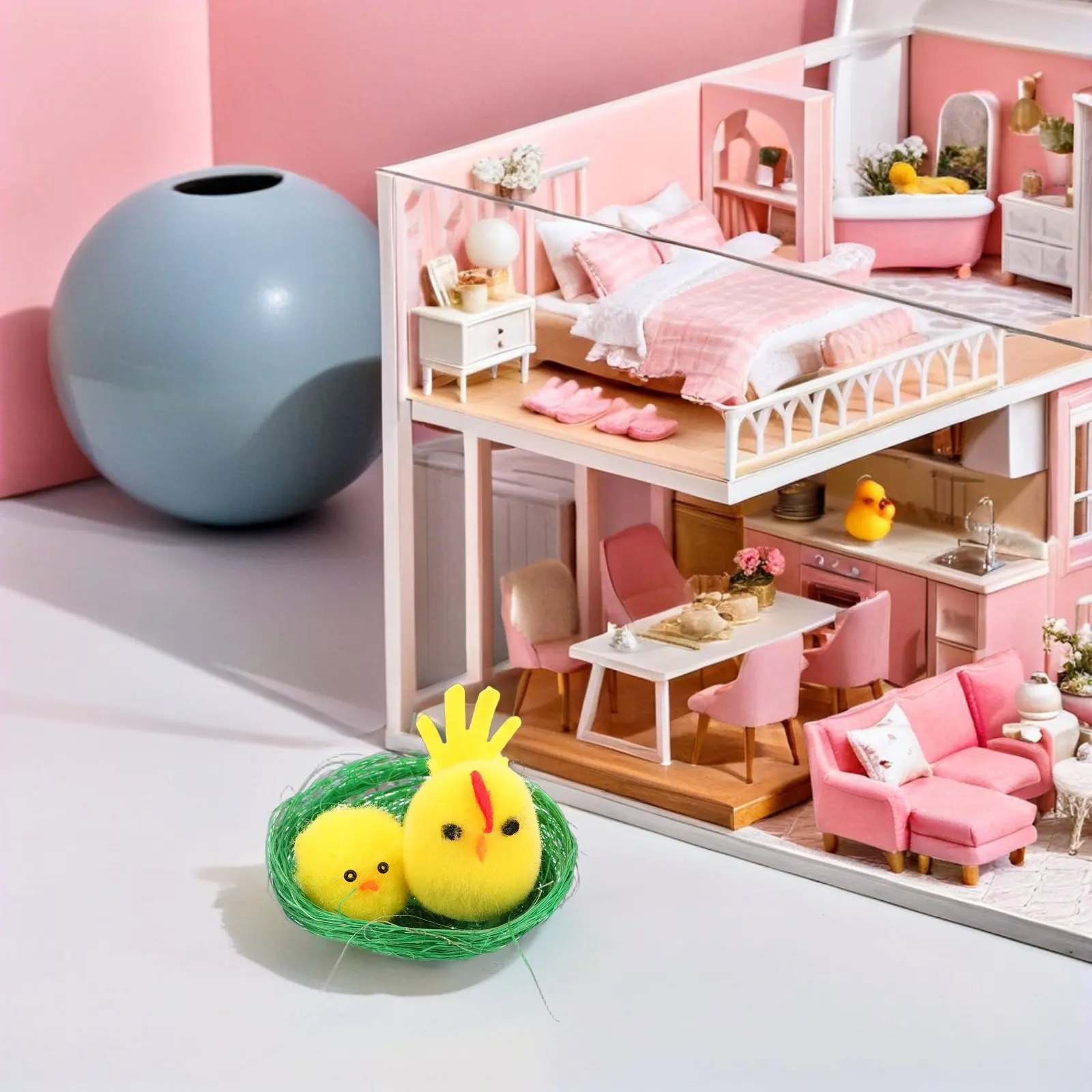 

12Pcs Realistic Mini Mother Baby Chick Set Soft Touch Farmyard Decor Easter Party Favors Kids Room Living Space Cozy Accent