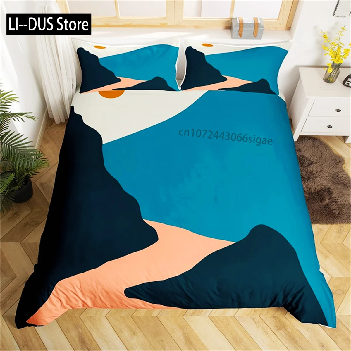 

Duvet Cover Color Matching Abstract Landscape Single King Queen Farmhouse Style Bedding Set Microfiber Man Woman Bedroom Decor