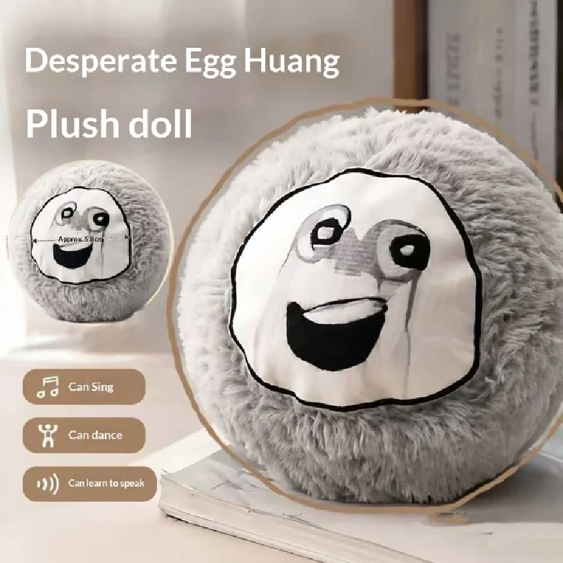 Electric Jumping Plush Toy Grey Desperate Thunder Egg Singing Dancing Talking Soft Fluffy Stuffed Home Decoration Wholesale